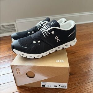 On Running Charcoal and White Athletic Shoes